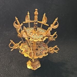 Vintage Set, 12 Toledo Cocktail Appetizer Or Drink Garnishing Swords With Stand
